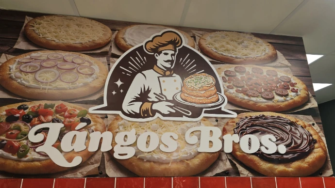 PVC Langos Bros lettering on interior decorative panel