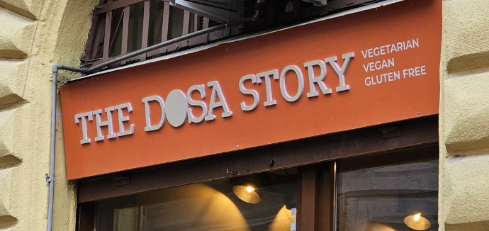 Die-cut PVC letters for The Dosa Story storefront sign