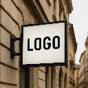 Logo Sign on Historic Building Facade.webp