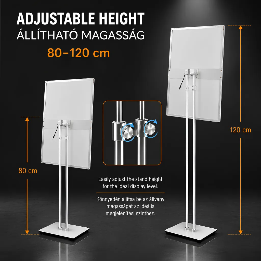 Extra Slim Lightbox Stand - Adjustable Height - Mr Sign Jo - Budapest.webp