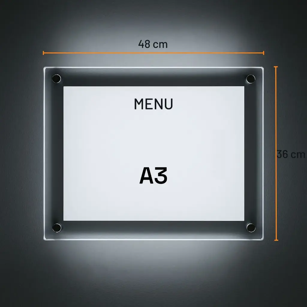 LED Menu Wall Frame (A3, Hotizontal, Yes)