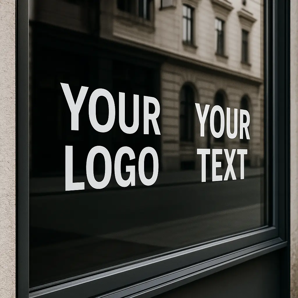 Die-Cut Glass Window Decoration – White Design with Optional Sandblasted Background (3 Sizes)  (None, 40 cm x 40 cm)