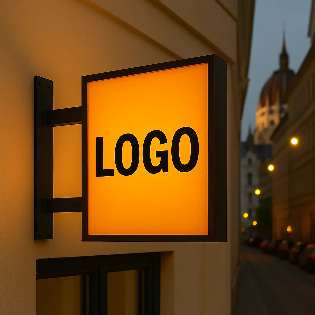 60×60 cm Custom Lightbox Sign – Wall-Mounted Backlit Display with Front Panel Extension (Black, No)